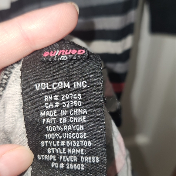 Volcom Striped Tunic/Dress, Size M, Pink/Black/Gray/White - Picture 3 of 5